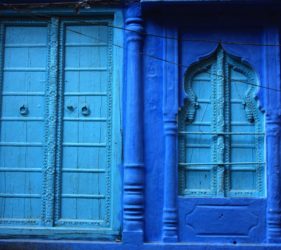 Blue Doorway and Window Jodhpur Rajasthan
